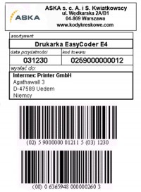 Przykładowa etykieta logistyczna
