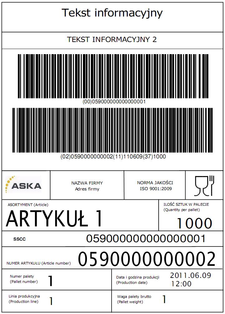 Przykład etykiety